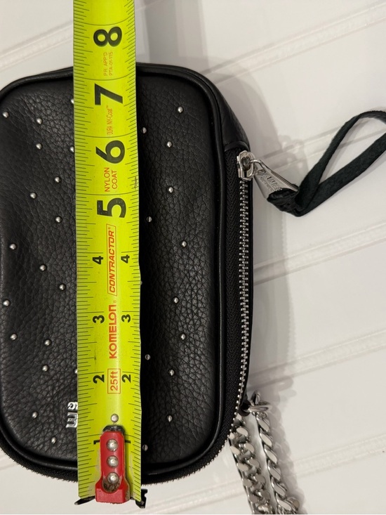 Aimee Kestenberg Black Pebbled Leather Crossbody Studded Stadium Bag - Picture 6 of 11